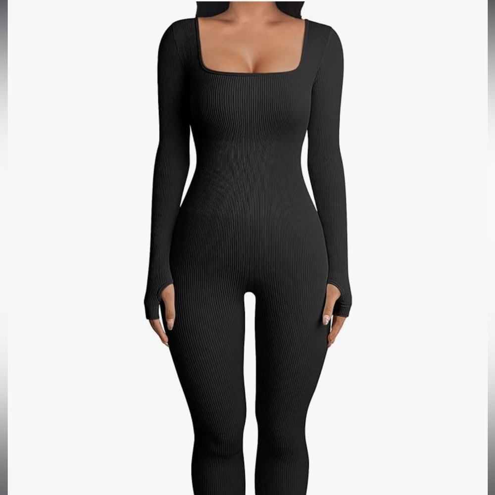 Black Ribbed Jumpsuit